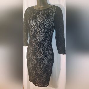 Moda International Black Lace Long Sleeve Dress